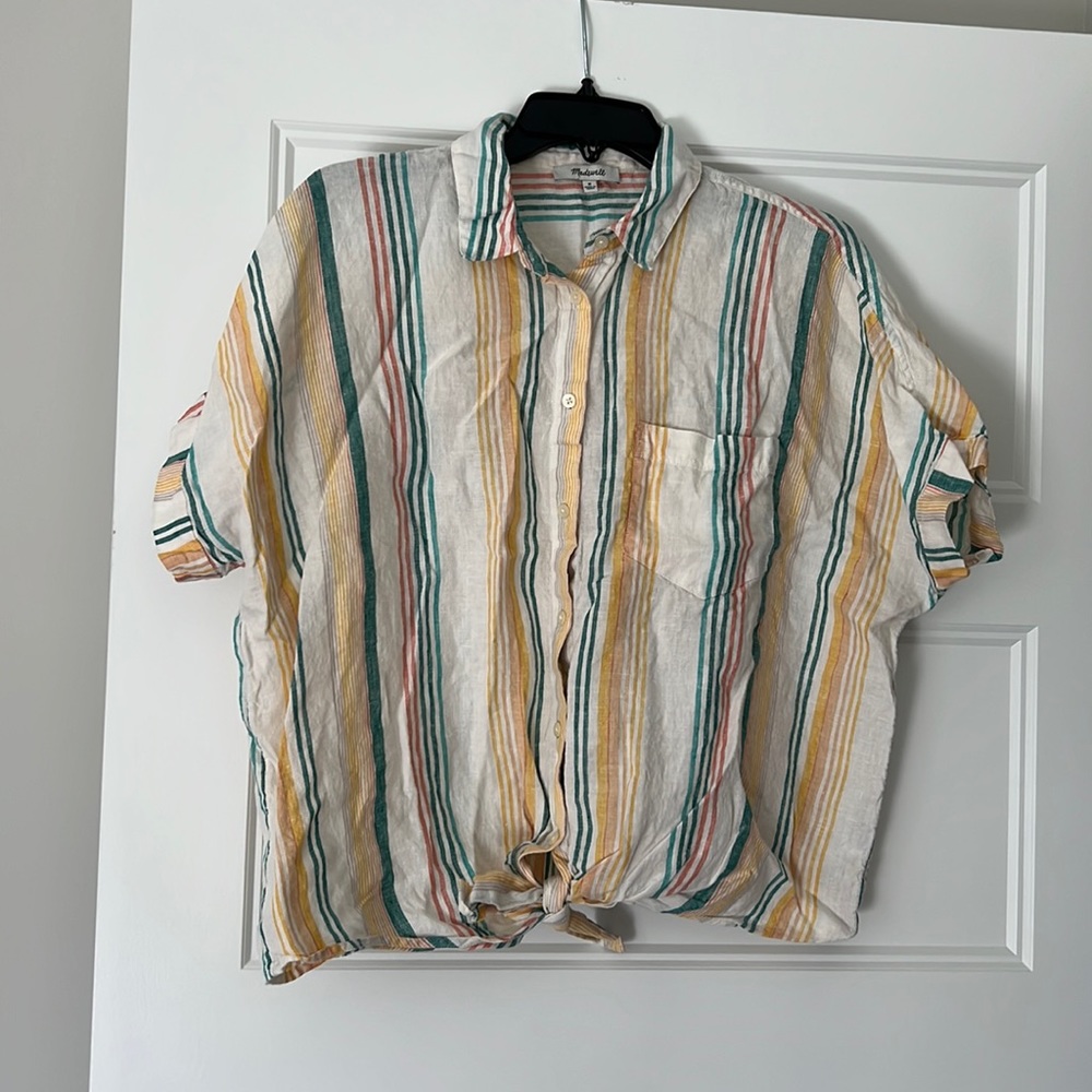 Madewell Button-Up Tie Front Top